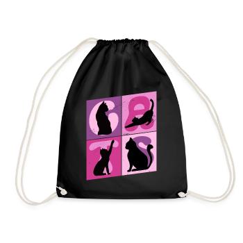 Chaton Chaton Chat Silhouette Art Coloré - Sac de sport léger - noir - Devant