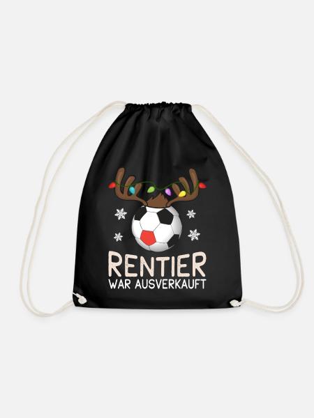 Rentier war Ausverkauft Fußball Weihnachten - Turnbeutel - Schwarz