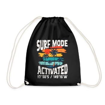 Surf mode activated Copy - Drawstring Bag - black - Front
