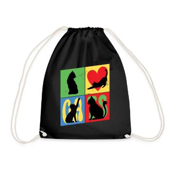 Chat Chaton Chat Silhouette Coeur Art Coloré - Sac de sport léger - noir - Devant