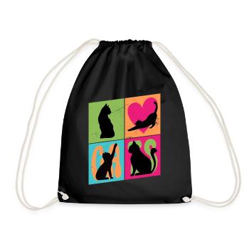 Chat Chaton Chat Silhouette Coeur Art Coloré - Sac de sport léger - noir - Devant