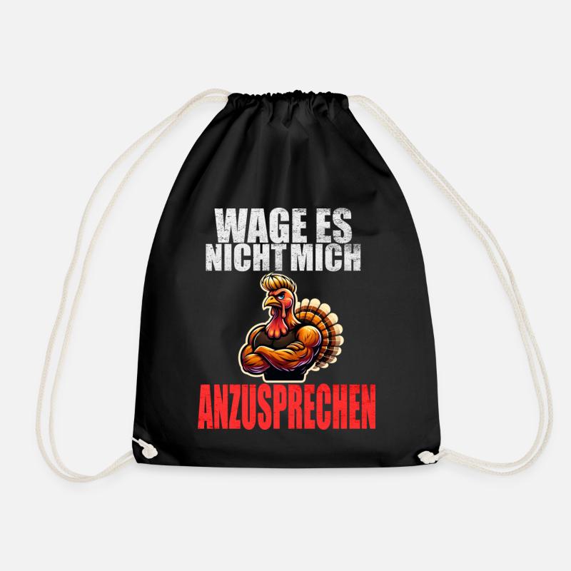 Lustiger Spruch Funny Herren Männer Sprüche Hahn - Turnbeutel - Schwarz