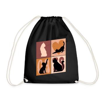 Chat Chaton Chat Silhouette Coeur Art Coloré - Sac de sport léger - noir - Devant