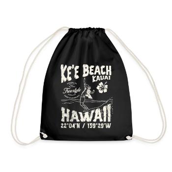 Hawaii Beach Surfing Fishing T-Shirt - Drawstring Bag - black - Front