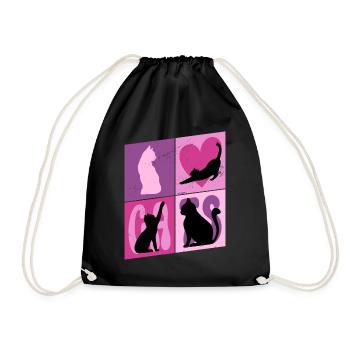 Chat Chaton Chat Silhouette Coeur Art Coloré - Sac de sport léger - noir - Devant