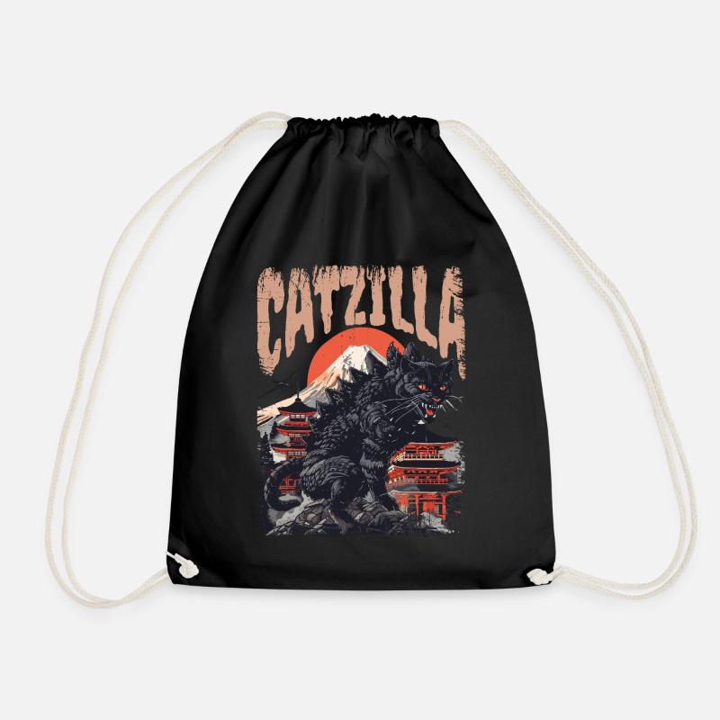 Catzilla Kaiju Monster Vintage - Turnbeutel - Schwarz