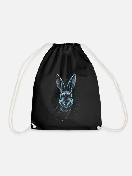 Hase Oster Hasen Ostern happy Tier Neon - Turnbeutel - Schwarz