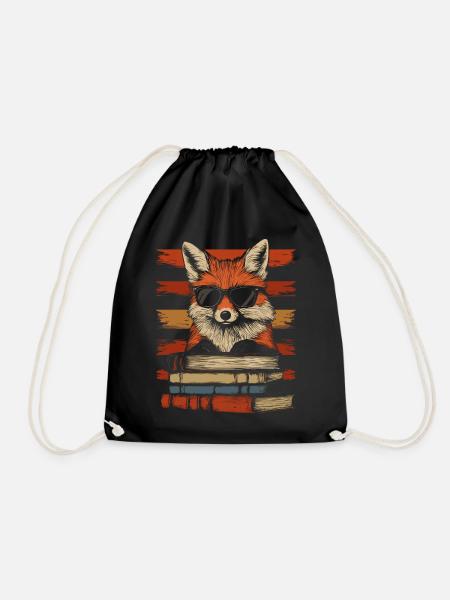 Fuchs mit Sonnenbrille und Bücher - Turnbeutel - Schwarz