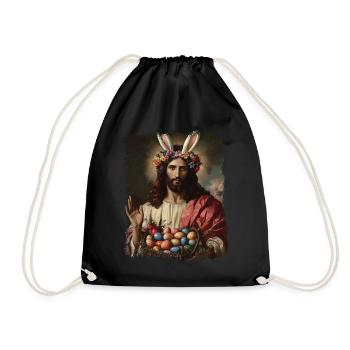 Jesus Christus zu Ostern mit Ostereiern - Turnbeutel - Schwarz - Vorne
