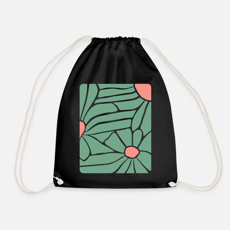 Abstract Floral Boho - Turnbeutel - Schwarz
