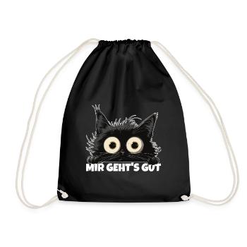 Sarkastische Katze Mir geht's gut lustiger Spruch - Turnbeutel - Schwarz - Vorne