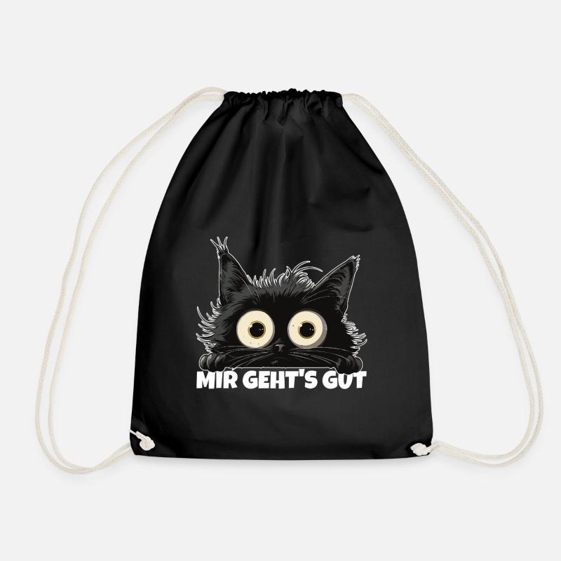 Sarkastische Katze Mir geht's gut lustiger Spruch - Turnbeutel - Schwarz