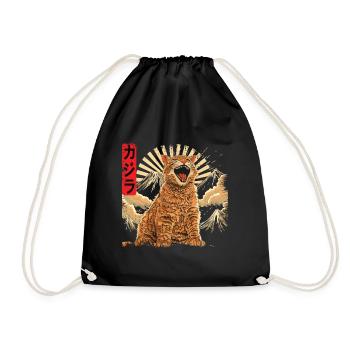 Catzilla Chat japonais vintage - Sac de sport léger - noir - Devant