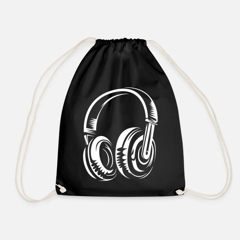 Kopfhörer Illustration - Musiker DJs und Beats - Turnbeutel - Schwarz