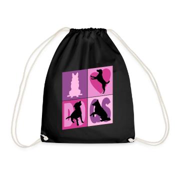 Chiens J’Aime Chiens Silhouettes Doggy Vintage - Sac de sport léger - noir - Devant