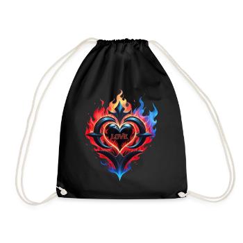 Un cœur enflammé, le feu de l’amour. - Sac de sport léger - noir - Devant