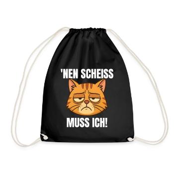 Nen Scheiß muss ich lustige Katze Morgenmuffel - Turnbeutel - Schwarz - Vorne