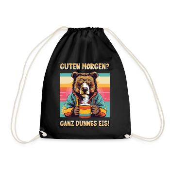Good morning very thin bear coffee funny - Drawstring Bag - black - Front