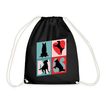 Chiens J’aime Chiens Silhouettes Chien Maman Chien Papa - Sac de sport léger - noir - Devant