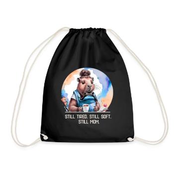 Still Tired. Still Soft. Still Mom. New Mom Design - Drawstring Bag - black - Front