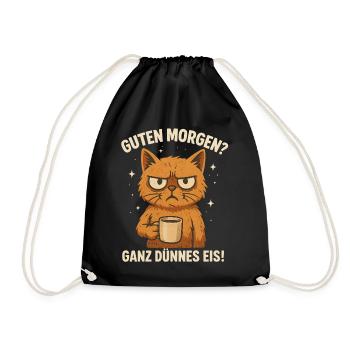 Guten Morgen - Ganz dünnes Eis Kaffee Spruch - Turnbeutel - Schwarz - Vorne