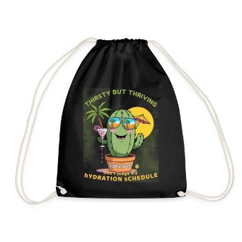 Summer cactus – Thirsty but full of life - Drawstring Bag - black - Front
