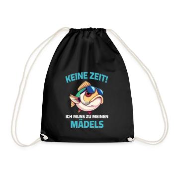 Fish Fisherman Angler Fishing Sayings Aquarist - Drawstring Bag - black - Front