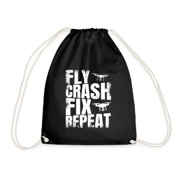 Fly_Crash_Fix_Repeat - Turnbeutel - Schwarz - Vorne