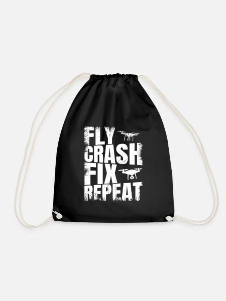 Fly_Crash_Fix_Repeat - Turnbeutel - Schwarz