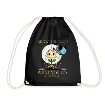Flower of Strength – Growing despite everything - Drawstring Bag - black - Front