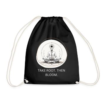 Flower meditation with root connection - Drawstring Bag - black - Front