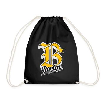 BERLIN City Letter Design – Bold, Vibrant, Unforge - Drawstring Bag - black - Front