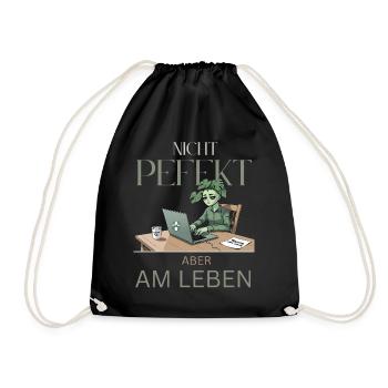 Perfectly alive – green, tired, real - Drawstring Bag - black - Front