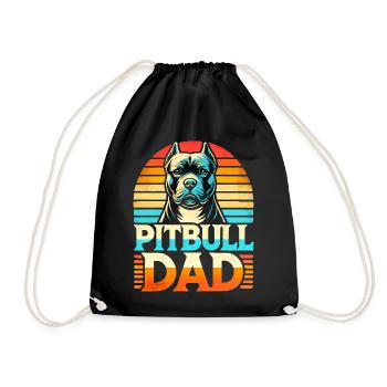 Pitbull Papa Retro Sonnenuntergang, Hund Vater - Turnbeutel - Schwarz - Vorne