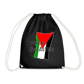 Free Palestine Flag Design - Drawstring Bag - black - Front