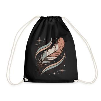 Boho Seele Feder - Turnbeutel - Schwarz - Vorne