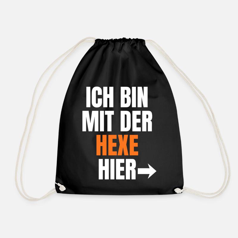 Ich bin bei der Hexe hier - Turnbeutel - Schwarz