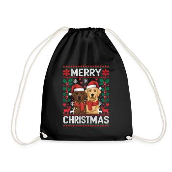Labrador - Golden Retriever Christmas Xmas - Drawstring Bag - black - Front