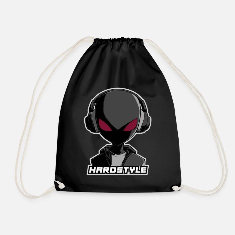 Hardstyle Alien – Musik Design mit Kopfhörern - Turnbeutel - Schwarz