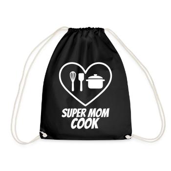Super Mom Cook – Cooking Heart - Drawstring Bag - black - Front