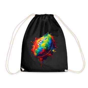 Rugbyball – Farbenfrohes Sportdesign für Fans - Turnbeutel - Schwarz - Vorne