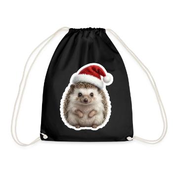 Hedgehog with soft cap - Drawstring Bag - black - Front