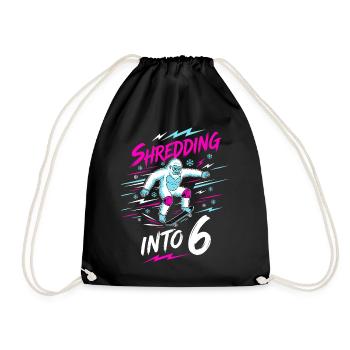 Shredding Into 6 Yeti Skater - Drawstring Bag - black - Front