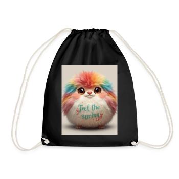 Feel the Spring Plush Critter - Drawstring Bag - black - Front