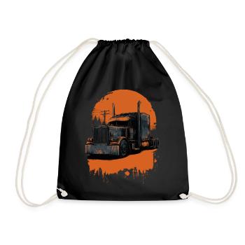 Truck in orange shade - Drawstring Bag - black - Front