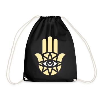 Hamsa Hand Ornament - Turnbeutel - Schwarz - Vorne