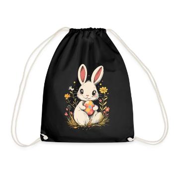 Funny Easter Bunny Cool Easter Bunny Easter Shirt - Drawstring Bag - black - Front