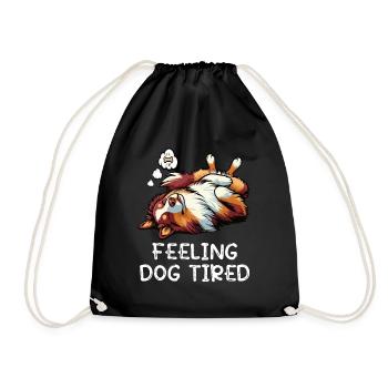 Feeling Dog Tired Australian Shepherd Aussiehalter - Drawstring Bag - black - Front