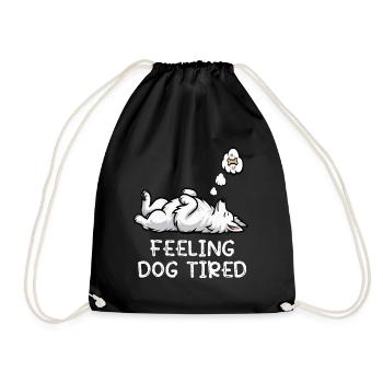 Feeling Dog Tired White Shepherd Dog - Drawstring Bag - black - Front