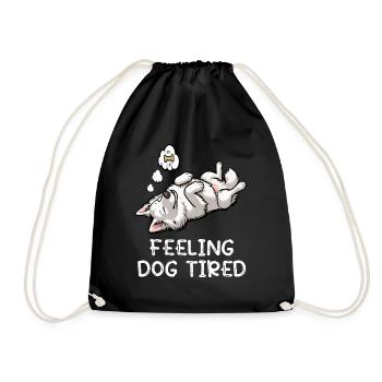 Feeling Dog Tired White Shepherd Dog - Drawstring Bag - black - Front